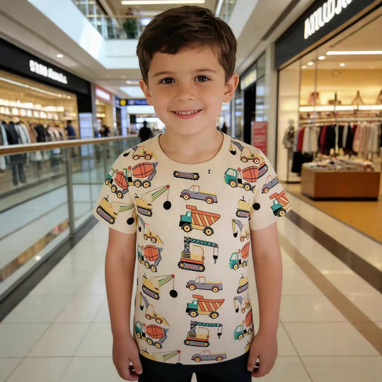 Jungen T-Shirt mit lustigem Baustellenfahrzeug-Design EB