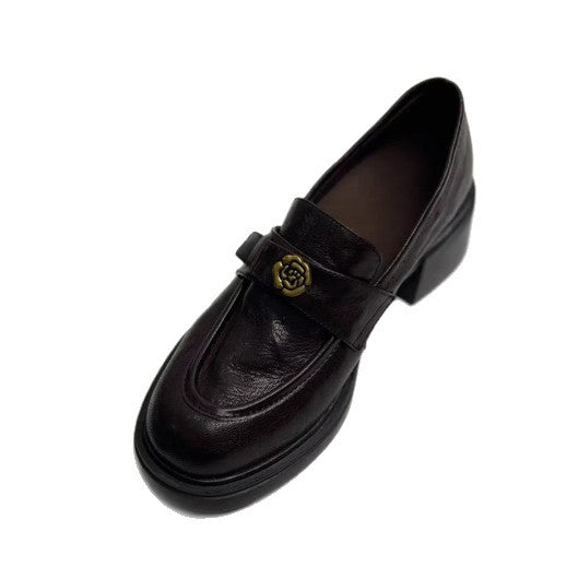 Damen elegante Blockabsatz-Schlupfschuhe mit modischem Leder EB