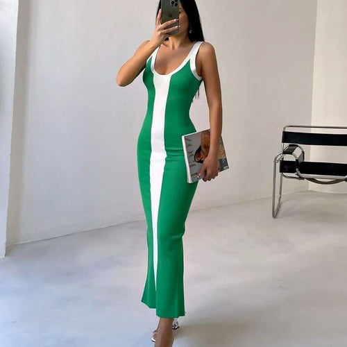 Damen figurbetontes Maxikleid mit grafischem Design EB