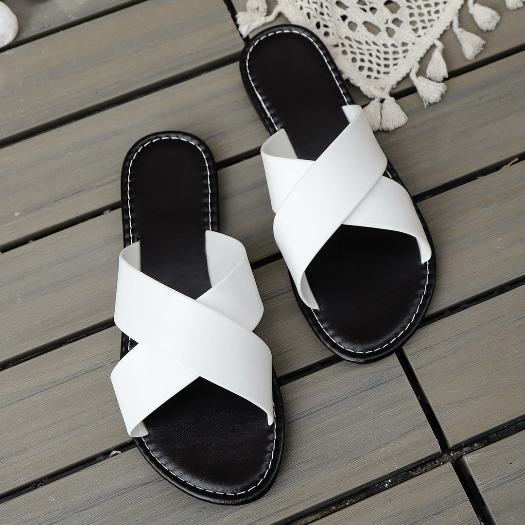 Damen elegante Badesandalen mit geschwungenem Riemen EB