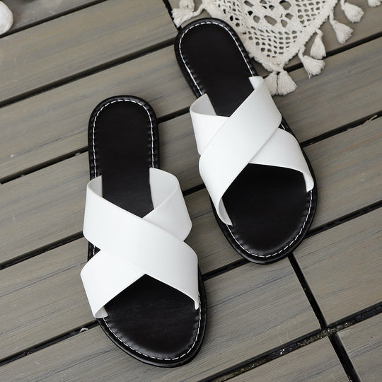 Damen elegante Badesandalen mit geschwungenem Riemen EB