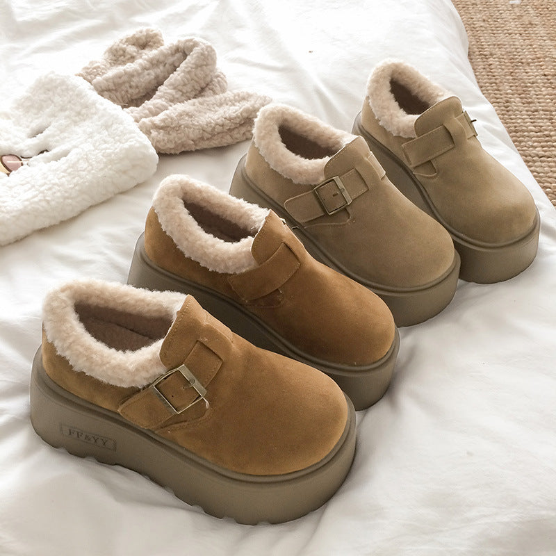 Damen Komfort Clogs mit warmem Kunstfell und modischem Riemen EB