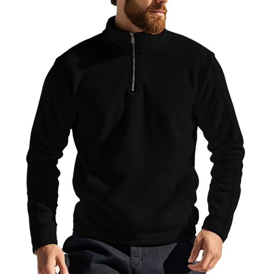 Herren Fleece-Oberteil mit kurzem Reißverschluss und hohem Kragen EB