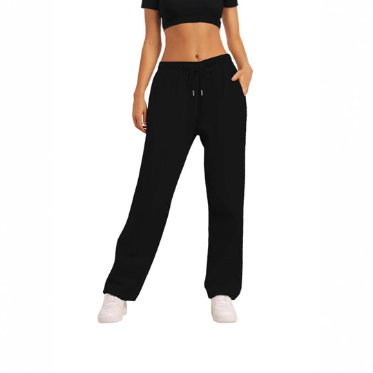 Damen nan weite High‑Waist Loungewear‑Jogginghose mit elastischem Bund Kordelzug und Seitentaschen EB
