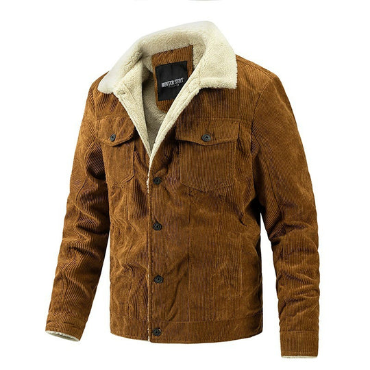 Herren kuschelige Cord-Jacke mit warmem Futter EB