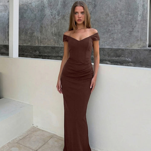 Damen Elegantes Maxikleid mit verführerischem V-Ausschnitt und transparenten Ärmeln EB