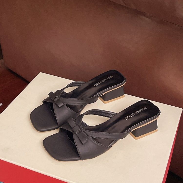 Damen elegante Slingback-Sandaletten mit dekorativem Schleifenakzent EB