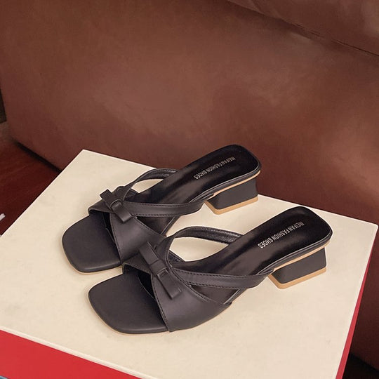 Damen elegante Slingback-Sandaletten mit dekorativem Schleifenakzent EB