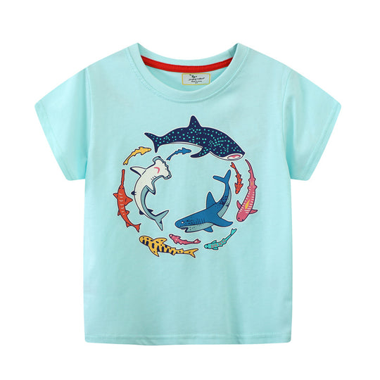 Kinder T-Shirt mit maritimen Haifischmotiven EB