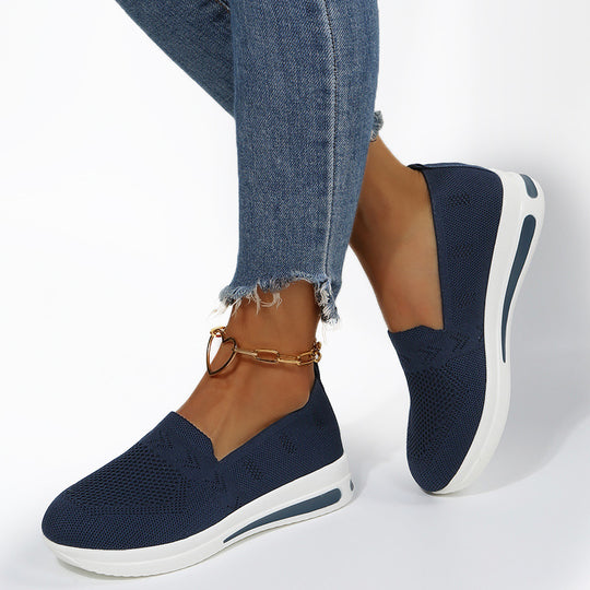 Damen atmungsaktive Slip-On Sneakers mit flexiblem Strick-Obermaterial EB