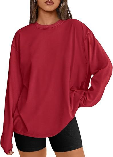 Damen Oversize-Sweatshirt mit Rundhalsausschnitt und verlängertem Saum EB