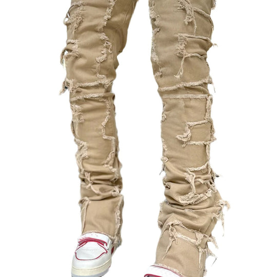 Damen Skinny Jeans mit fransigen Details EB