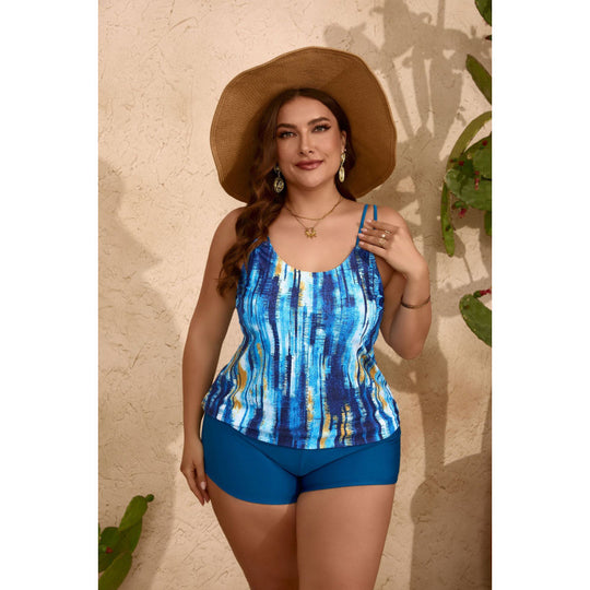 Damen Tankini-Set mit modischem Oberteil und figurbetonendem Design EB
