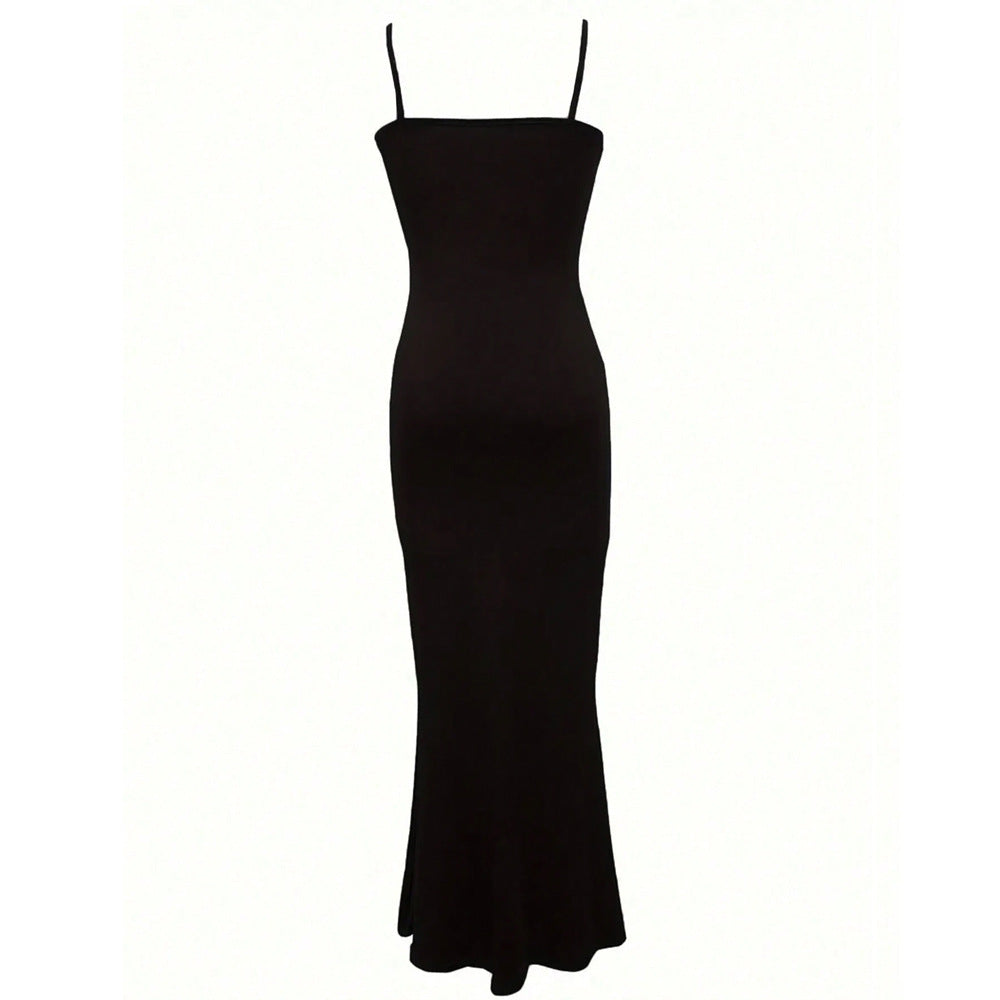 Damen figurbetontes Maxikleid mit schmalen Trägern und elegantem Schnitt EB