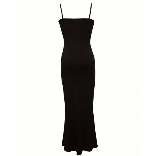 Damen figurbetontes Maxikleid mit schmalen Trägern und elegantem Schnitt EB