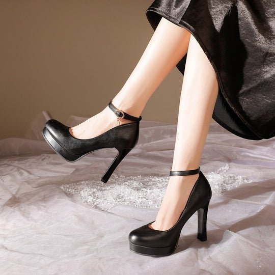 Damen Elegante Plateau-Pumps mit verstellbarem Riemchen EB