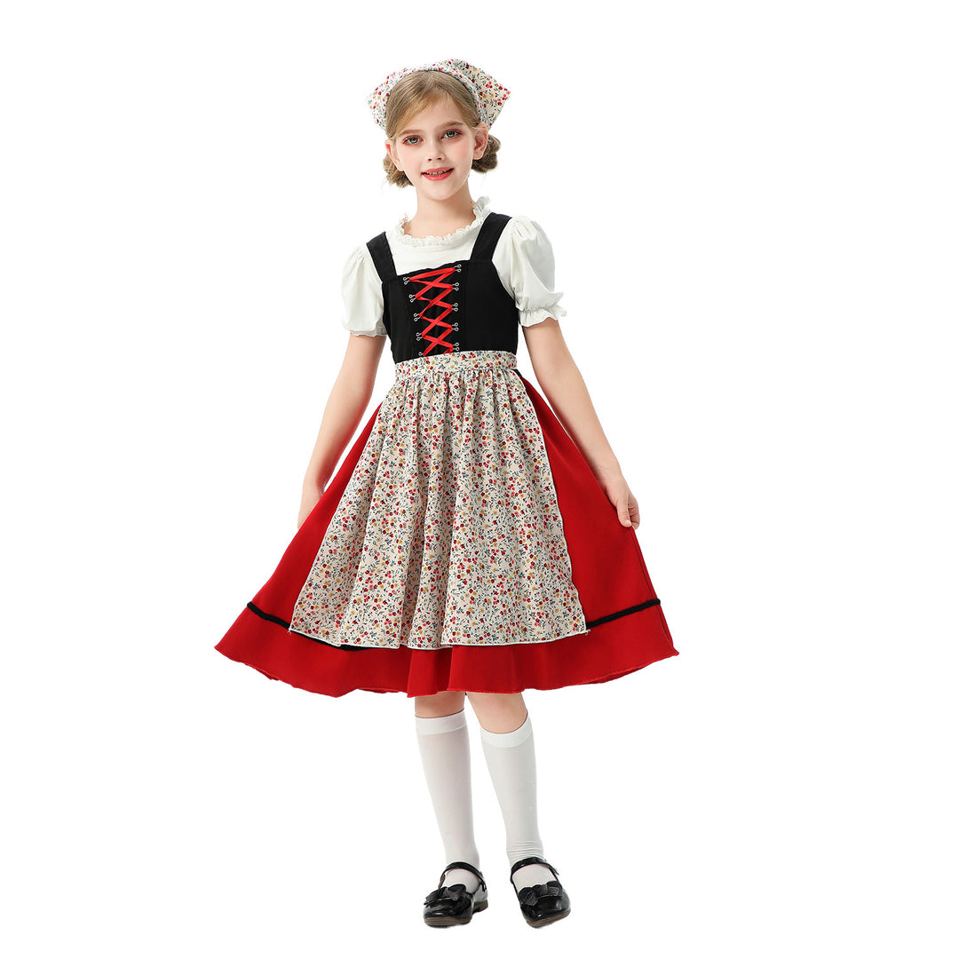 Damen nan traditionelles Kinderdirndl mit Schürze und Kopftuch EB
