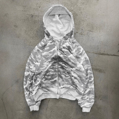 Damen Urbaner Camouflage-Hoodie mit Reißverschluss und lässigem Schnitt EB