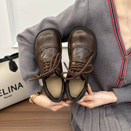 Damen elegante Schnürschuhe mit robustem Absatz und hochwertigem Leder EB