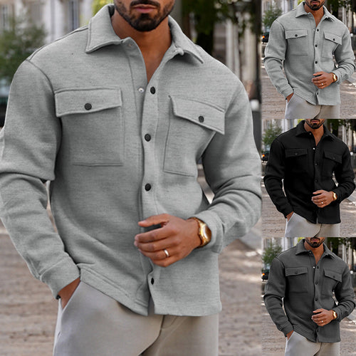 Herren lässige Hemdjacke mit praktischen Brusttaschen und strukturiertem Design EB