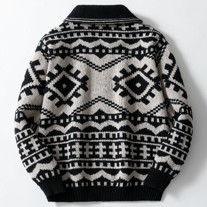 Herren designorientierte Strickjacke mit geometrischem Muster EB