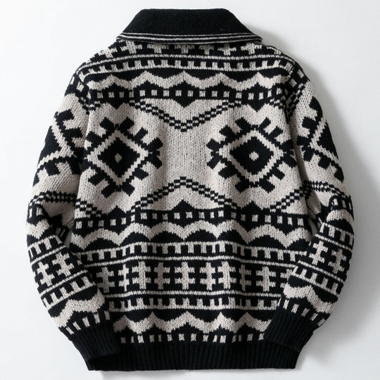 Herren designorientierte Strickjacke mit geometrischem Muster EB