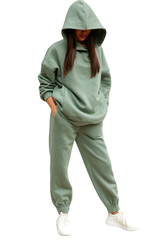Damen lässiges Hoodie-Set mit elastischer Taillierung und praktischen Taschen EB