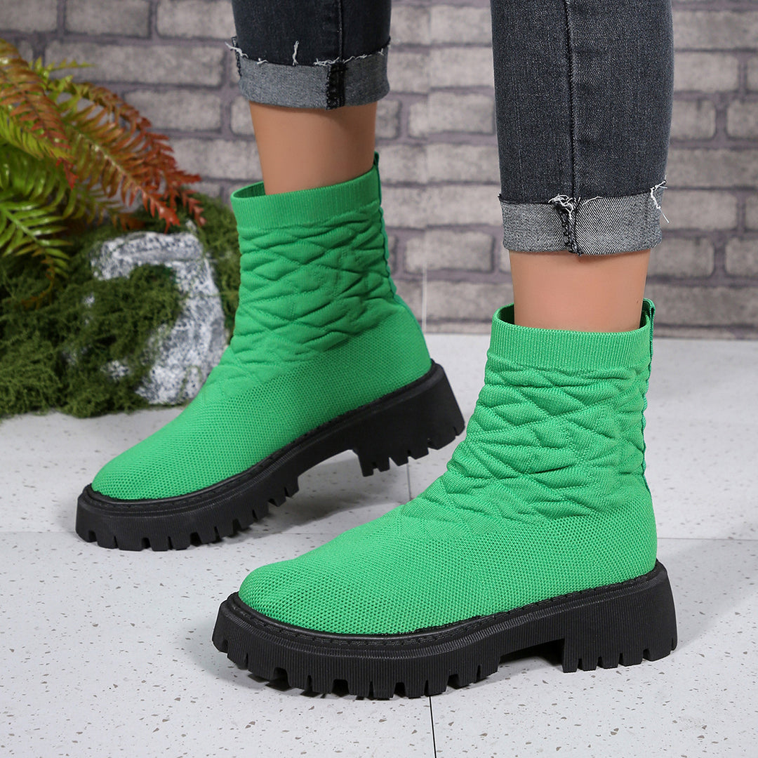 Damen Modische Stiefeletten mit strukturiertem Obermaterial und rutschfester Sohle EB