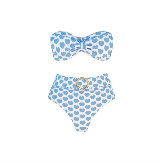 Damen Bikiniset mit herzförmigen Mustern und Rüschenrock EB