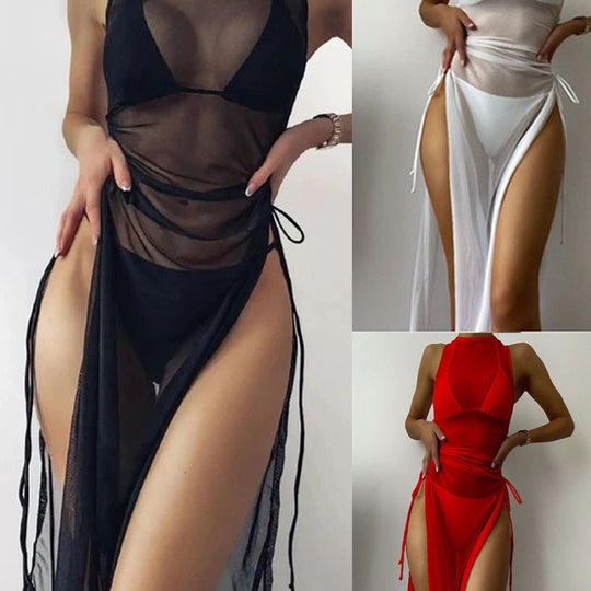 Damen Lässiges Strandkleid mit verstellbaren Riemen EB