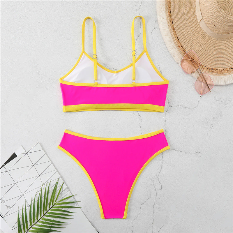 Damen Triangel-Bikini mit elastischem Bund und stylischem Kontrast EB