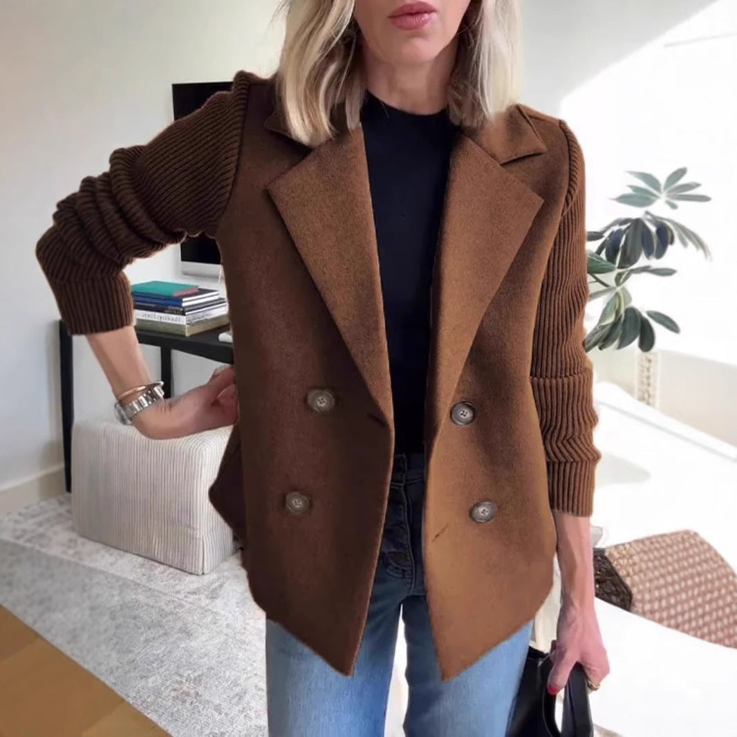 Damen Modischer Blazer mit doppelter Knopfleiste und Rippärmel EB