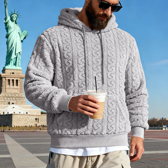 Herren Gefütterter Sherpa‑Hoodie mit Zopfmuster und Kapuze EB