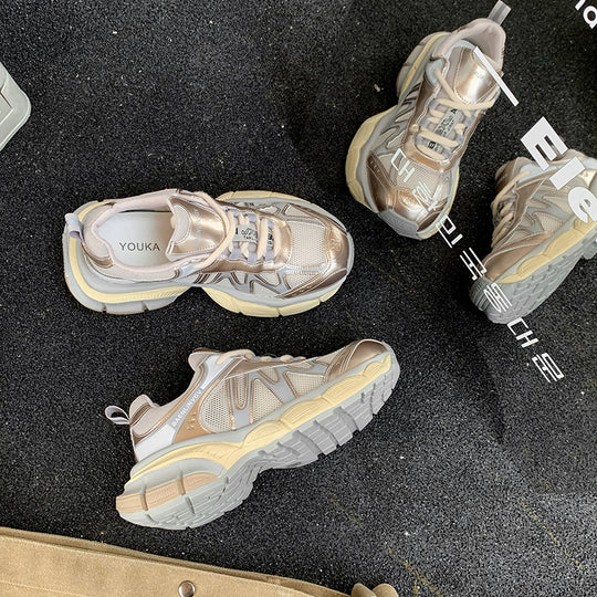 Damen sportliche Lauf Sneakers mit atmungsaktiver Mesh-Oberfläche und dämpfender Sohle EB
