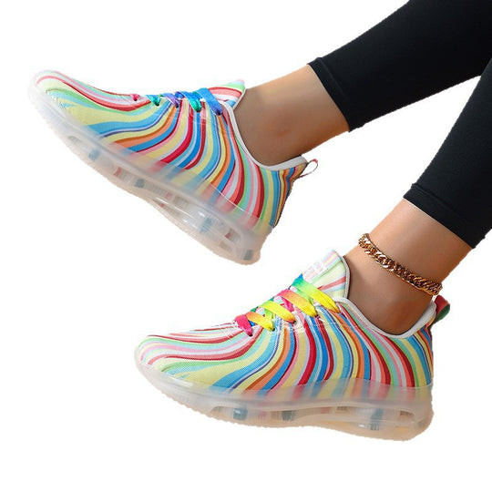 Damen nan leichter Muster-Sneaker mit elastischem Canvas-Obermaterial, gepolsterter Fersenstütze und segmentierter Flexlaufsohle EB