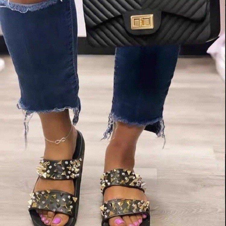 Damen Glamouröse Slides mit Nietenverzierung EB