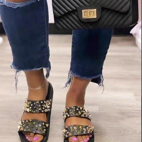 Damen Glamouröse Slides mit Nietenverzierung EB