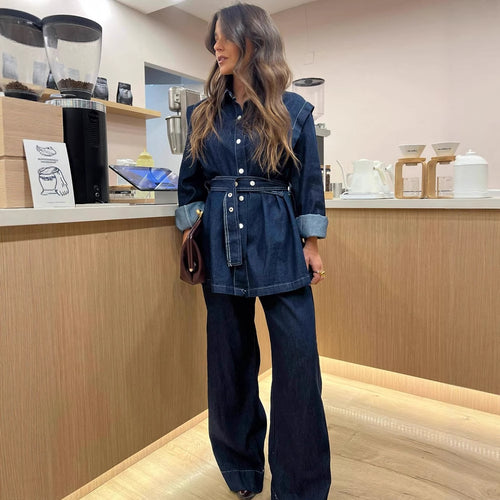Damen Denim-Oberhemd mit taillierten Knöpfen und modischem Schnitt EB
