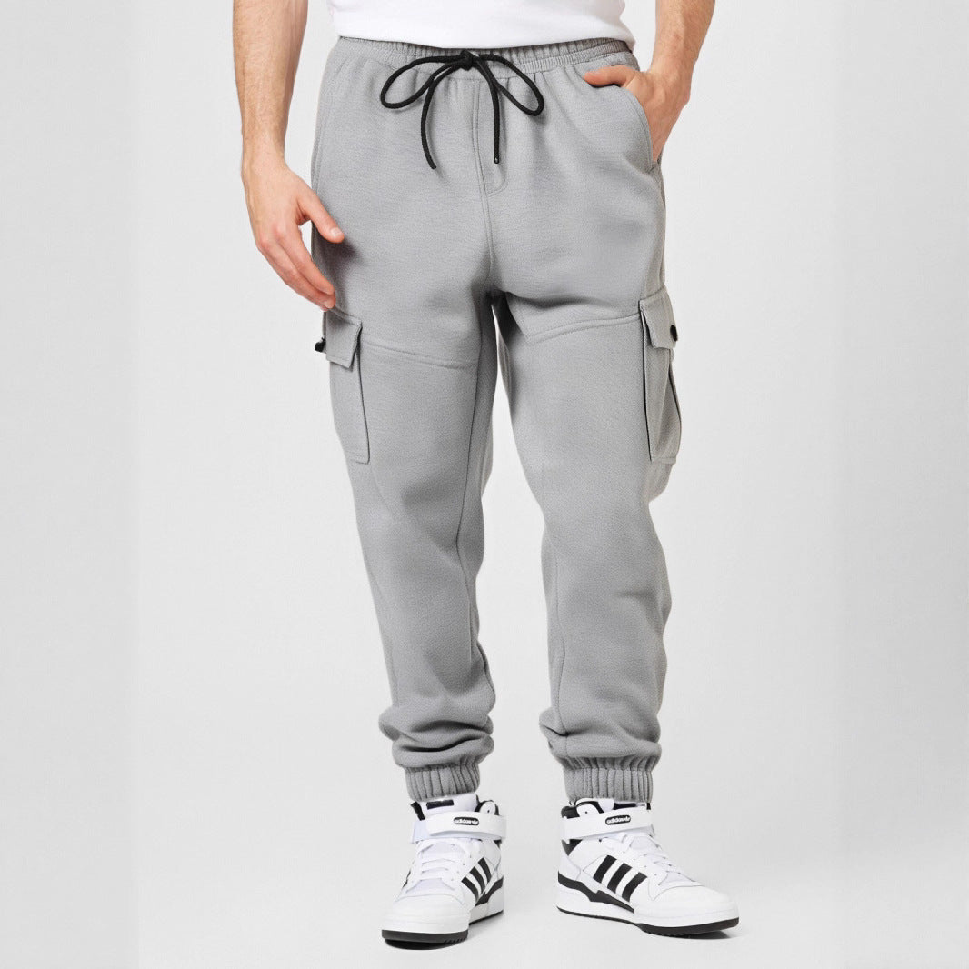 Herren Sportliche Cargo-Jogginghose mit Taschen und elastischem Bund EB