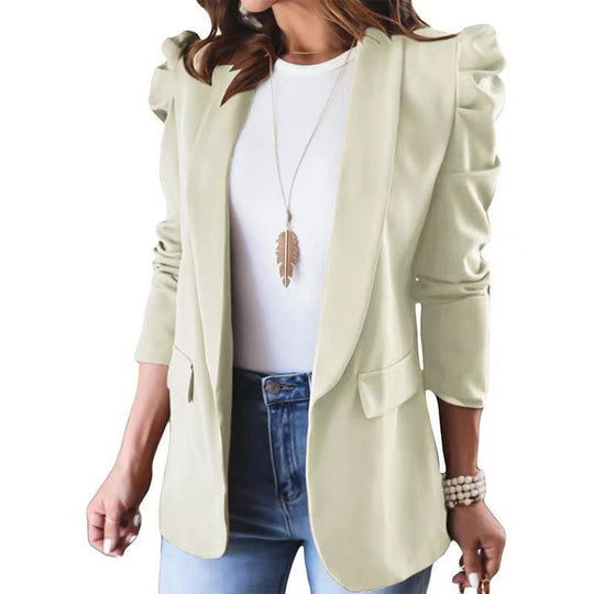 Damen Modischer Blazer mit angeschnittenen Puffärmeln und praktischen Taschen EB