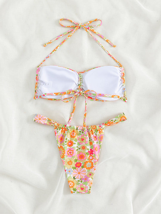 Damen Bandeau-Bikini mit verspieltem Blumendesign EB