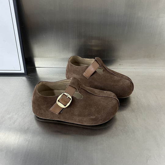 Damen Veloursleder Clogs mit verstellbarem Riemen und anatomischem Fußbett EB