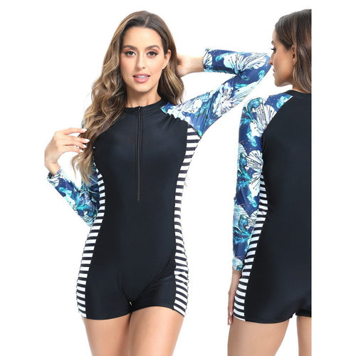 Damen Surfanzug mit langärmeligem Design und floralem Muster EB