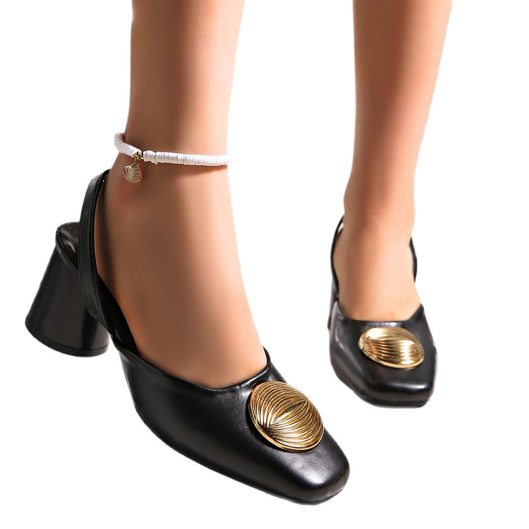 Damen Slingback-Heels mit eleganter Goldverzierung EB