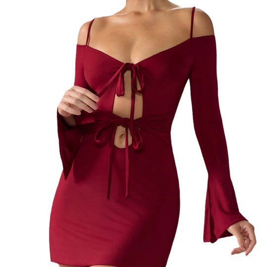 Damen Minikleid mit raffinierten Cut-Out-Details und schickem Knotenverschluss EB