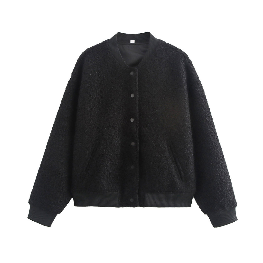 Damen Oversized Fleecejacke mit Knopfverschluss und Seitentaschen EB