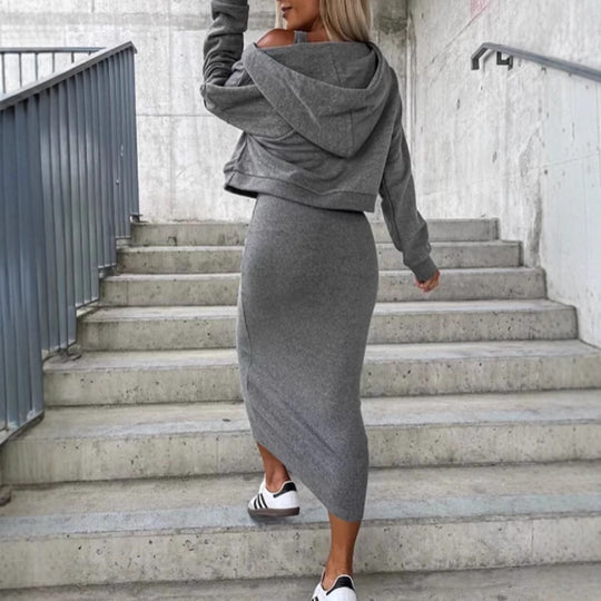 Damen Maxikleid mit elegantem V-Ausschnitt und figurbetonendem Schnitt Heidi-Mode