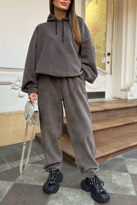 EB | Crew Polar Fleece Kapuzenpullover und Jogginghose Zweiteiliges Satz
