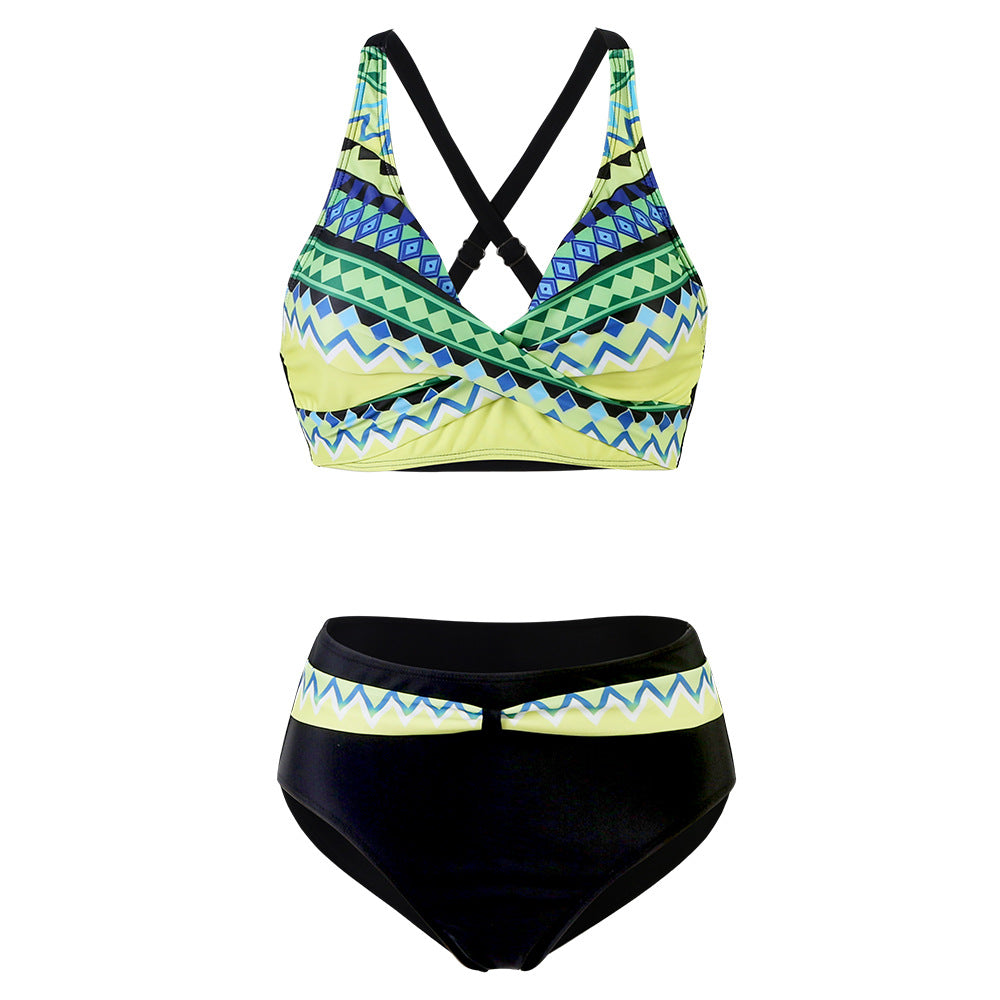 Damen Sportliches Bikini-Set mit trendigem Schnitt und modernem Grafikdesign EB
