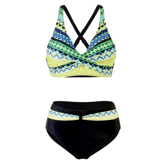 Damen Sportliches Bikini-Set mit trendigem Schnitt und modernem Grafikdesign EB